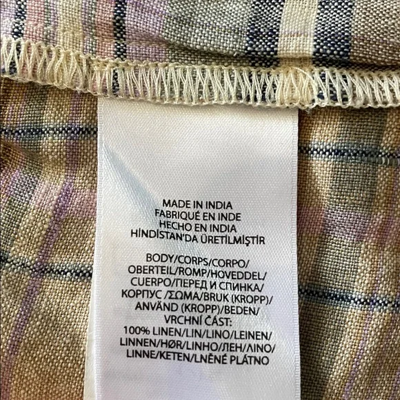 Polo Ralph Lauren Plaid Linen Midi Wrap Dress